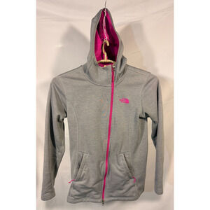 The North Face Women's M Grey Pink Full Zip Fleece Hoodie Jacket